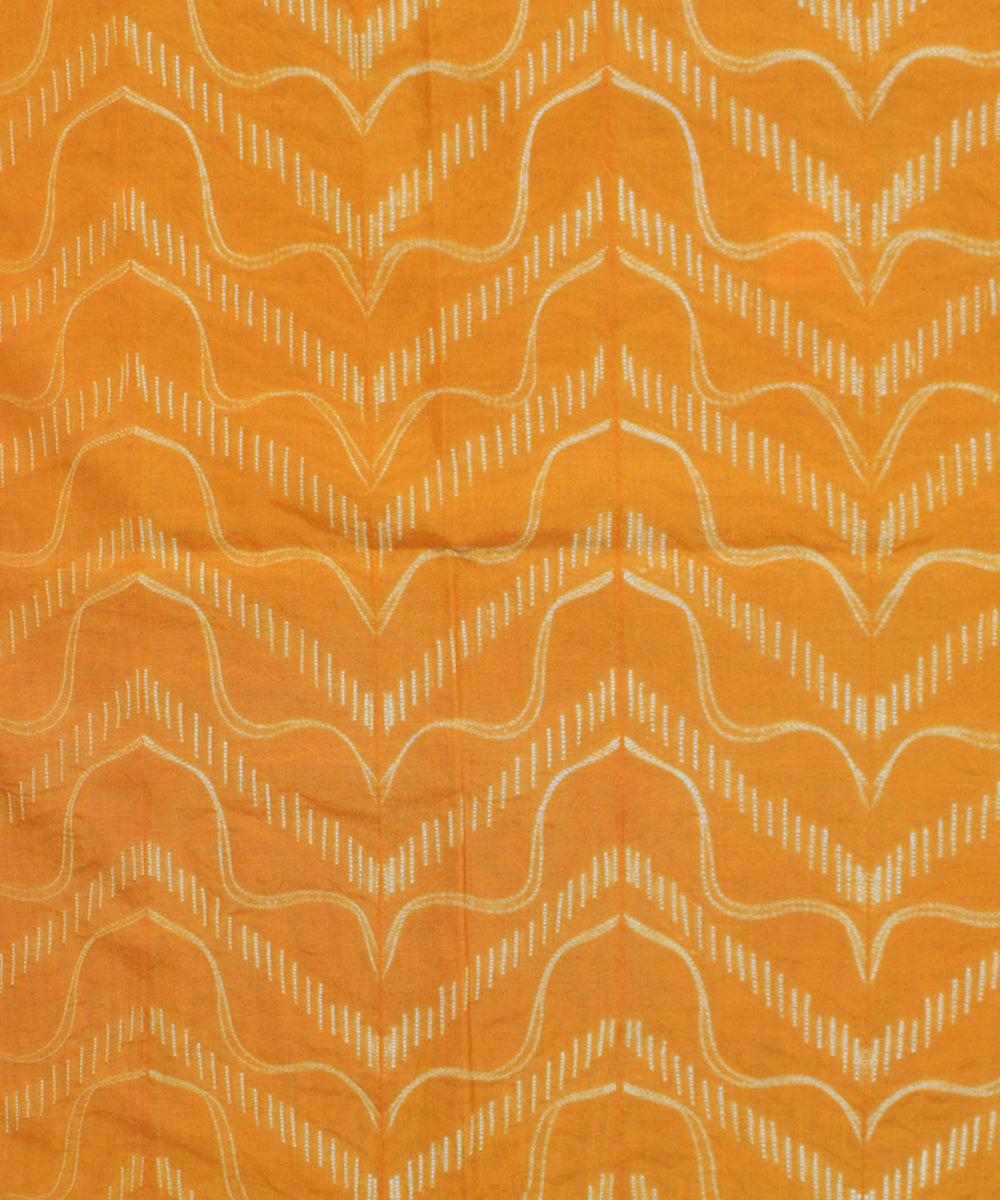 2.5m Yellow tie dye cotton silk shibori kurta material