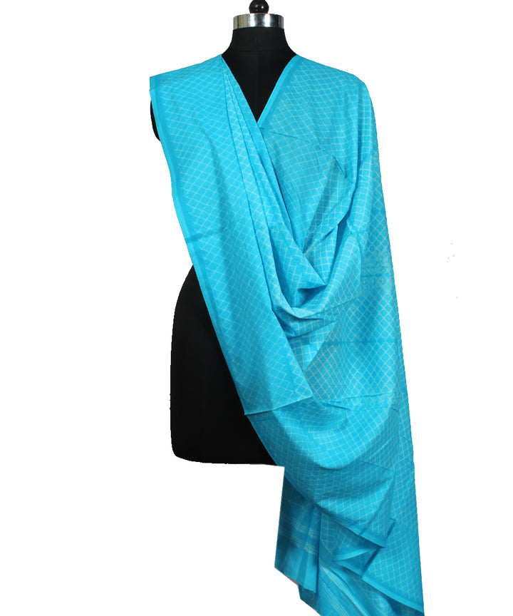 Blue hand crafted cotton tie dye shibori dupatta