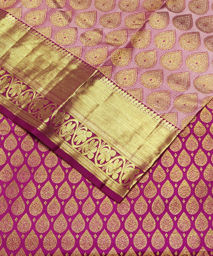 Light pink handloom kanjeevaram bridal silk saree