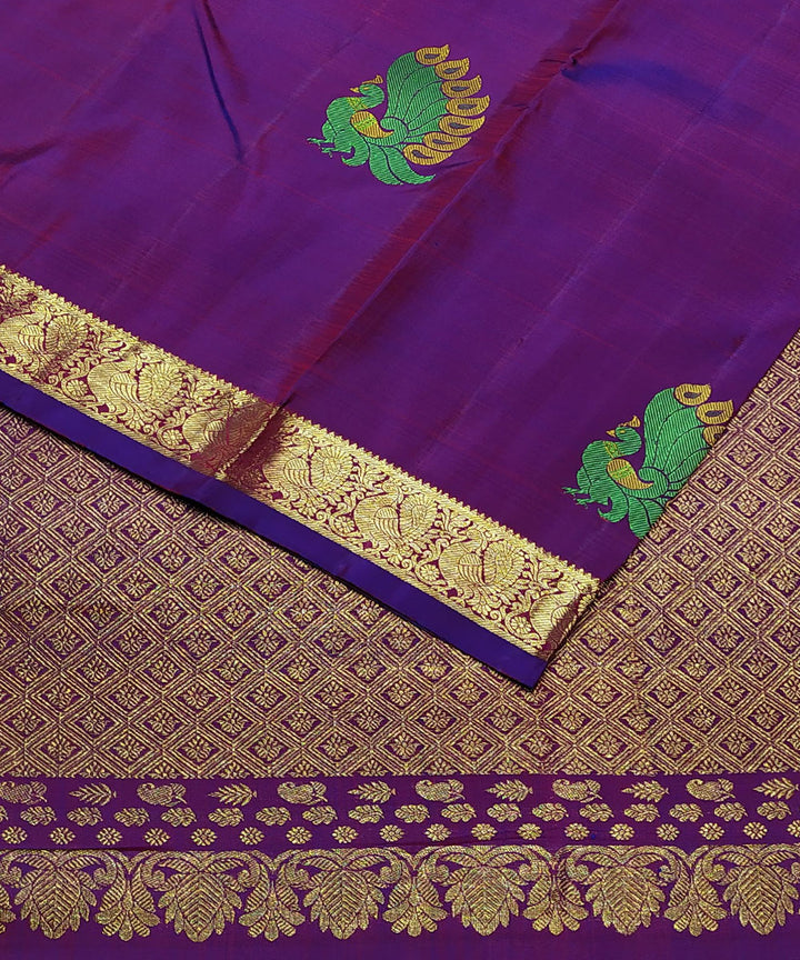 Double shaded blue purple handloom kanchi silk saree