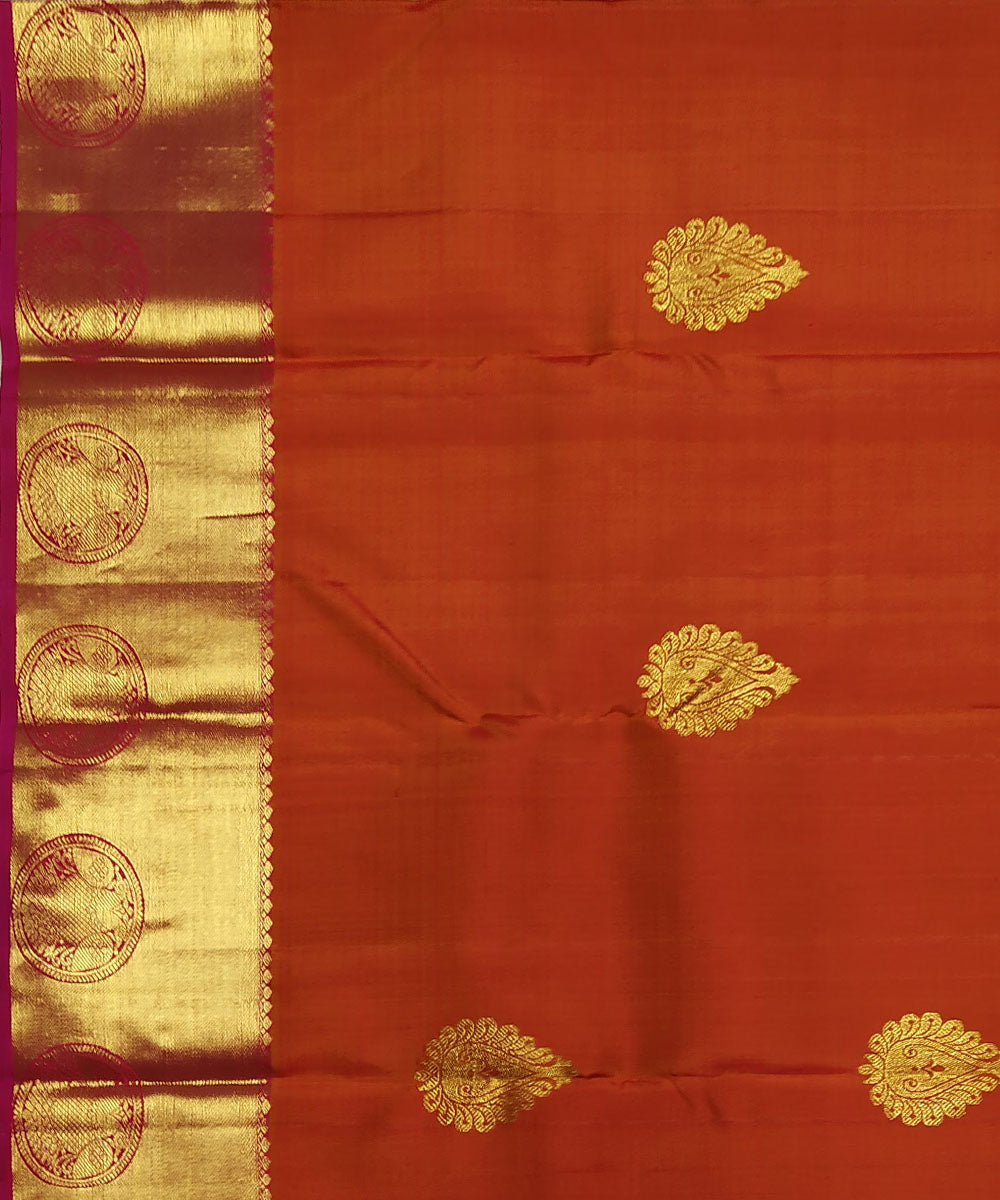 Orange handloom kanchi silk saree