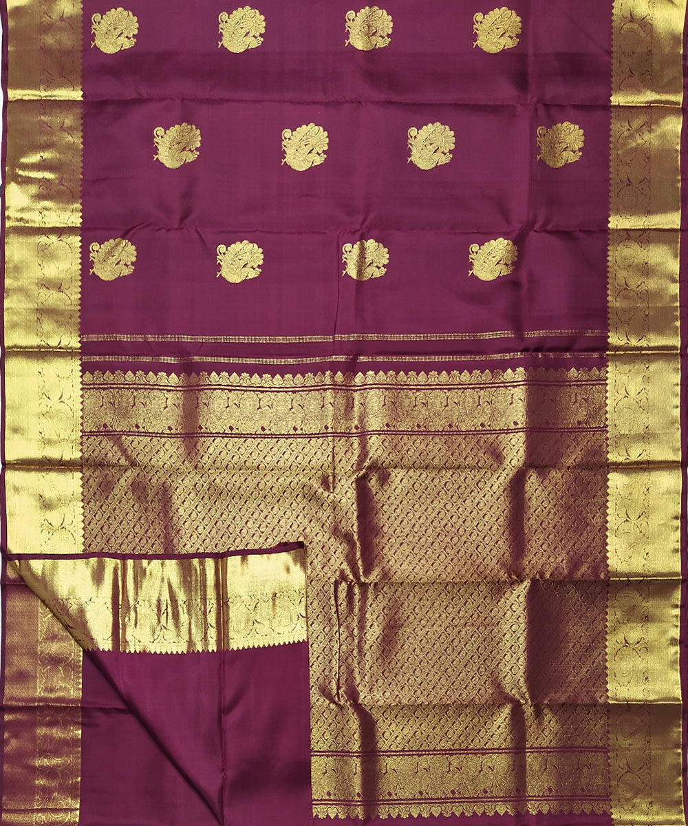 Maroon handloom kanchi silk saree