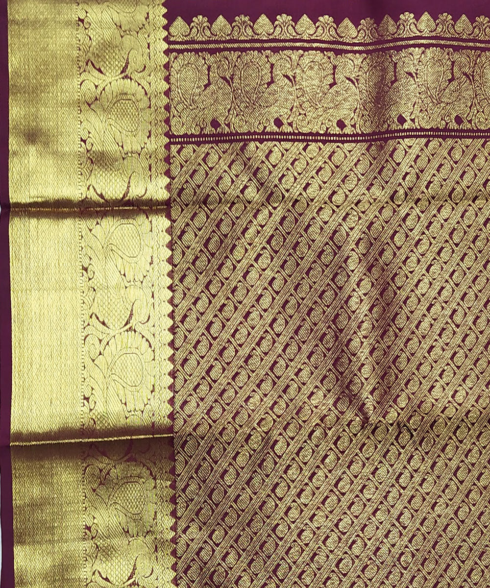 Maroon handloom kanchi silk saree