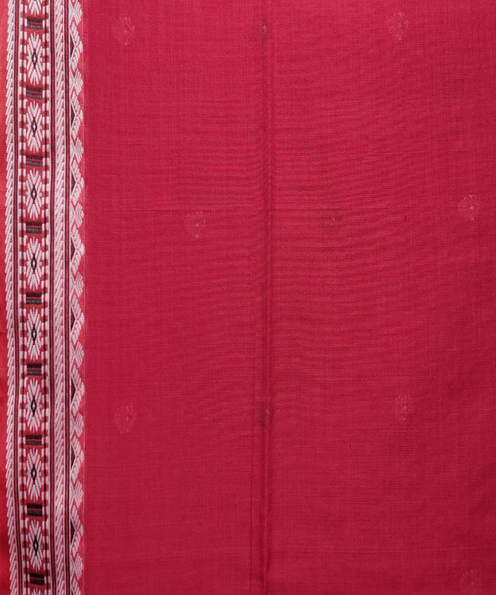 Red white black handwoven jacquard mercerised cotton saree