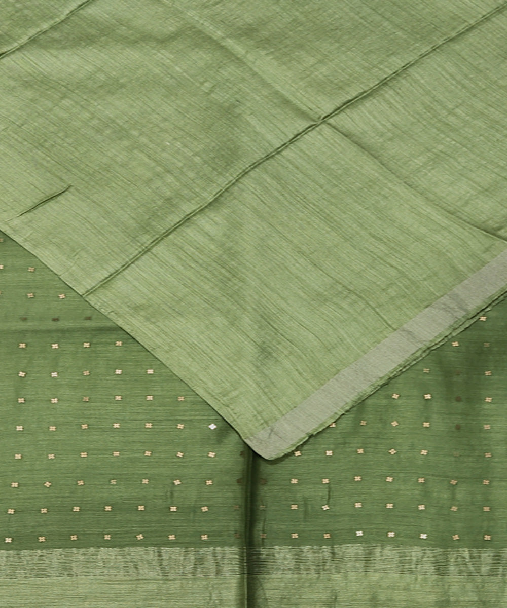 Pista green handwoven matka silk sequin saree
