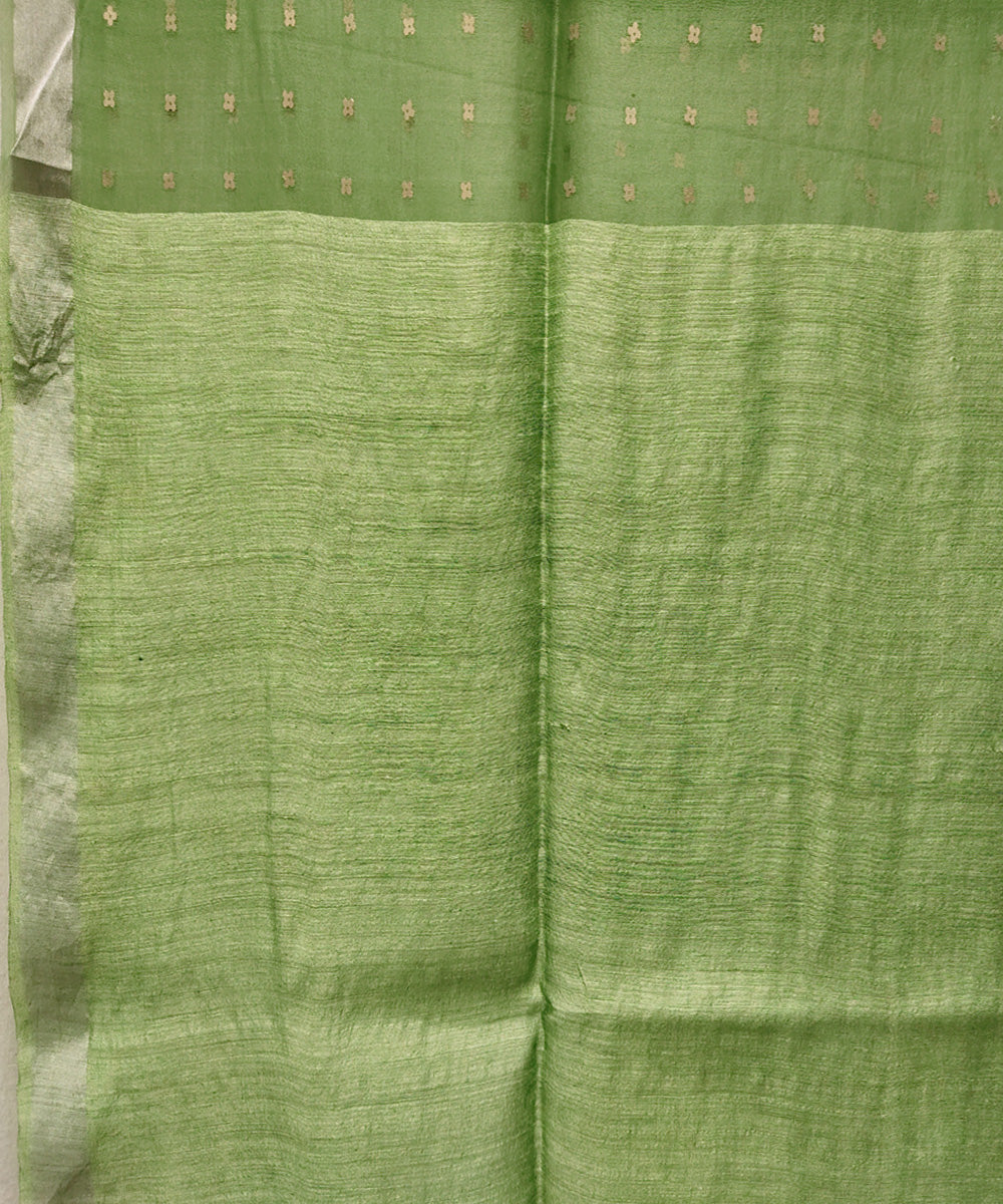 Pista green handwoven matka silk sequin saree