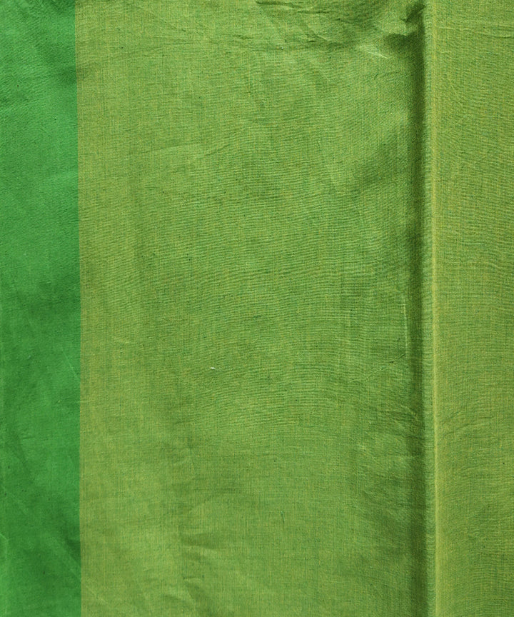 Yellow green handwoven handspun cotton saree