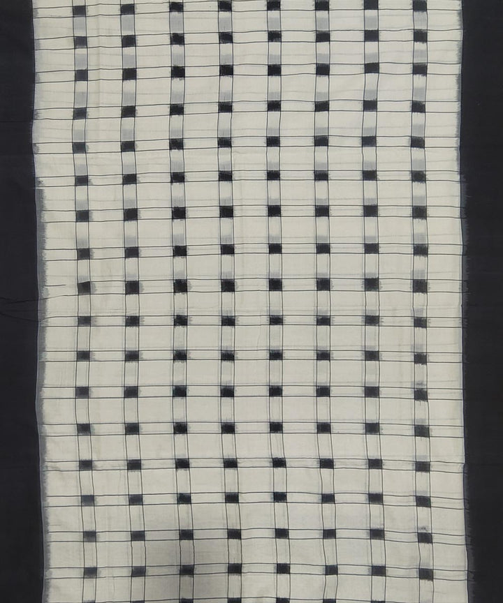 White and black cotton handloom pochampally ikat saree