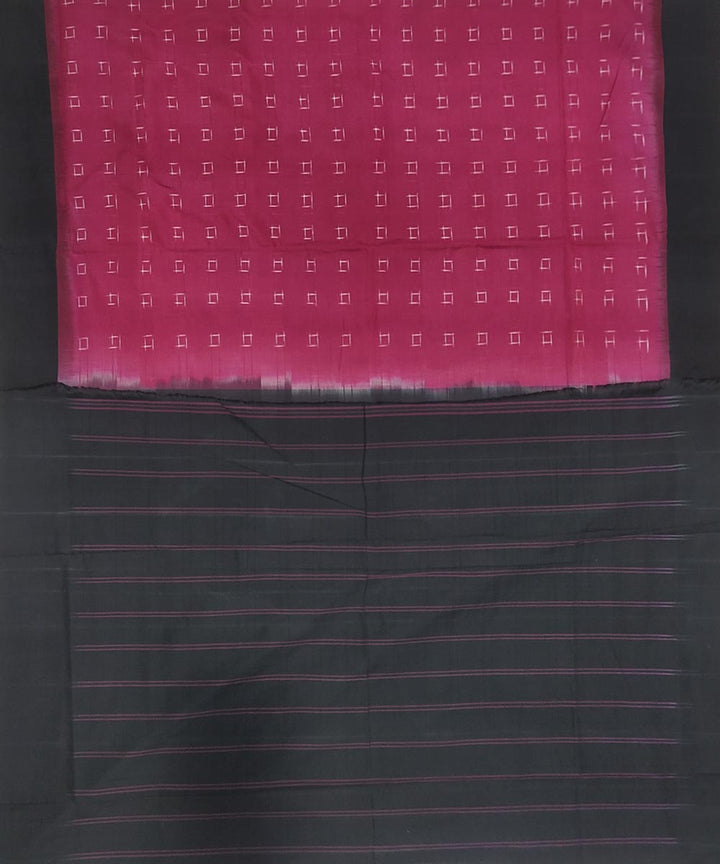 Pink and black cotton handwoven pochampally ikat saree