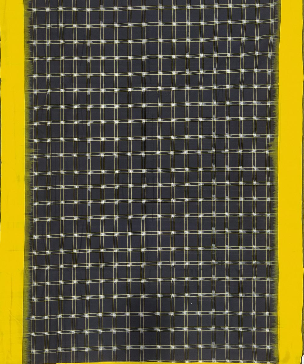 Black and yellow cotton handwoven pochampally ikat saree
