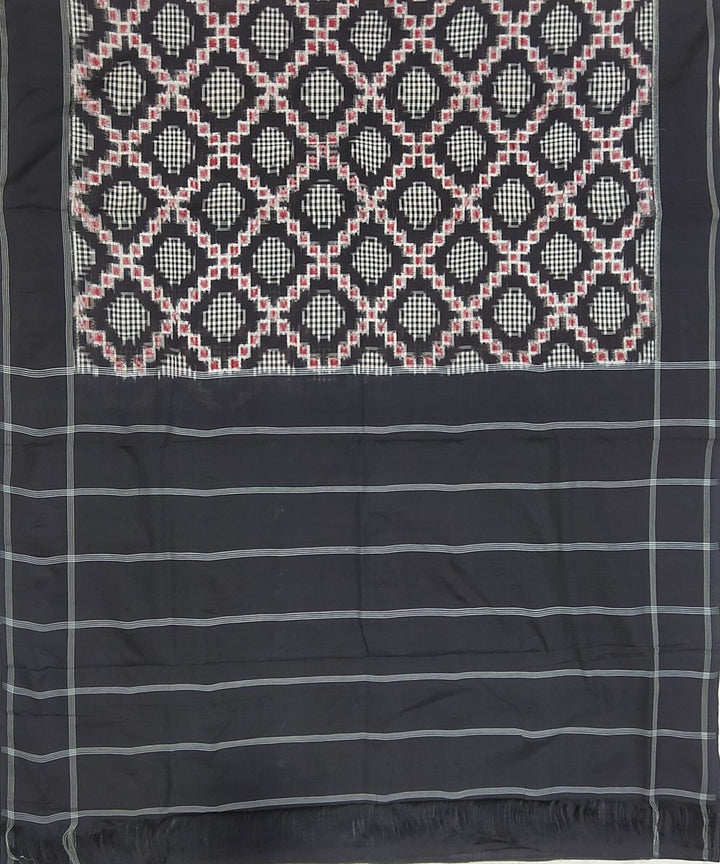 Black teliya inspired cotton handwoven pochampally ikat saree