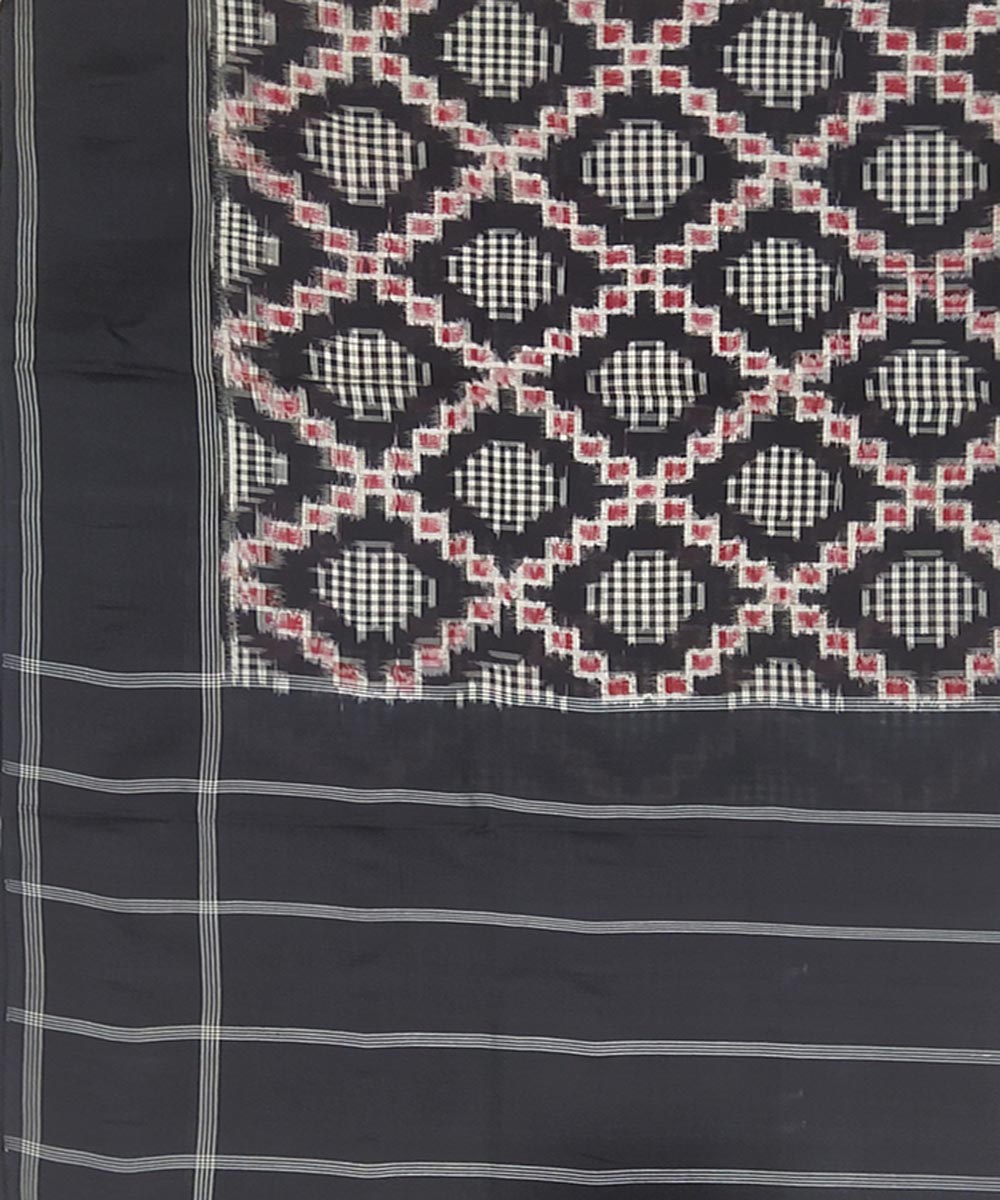 Black teliya inspired cotton handwoven pochampally ikat saree