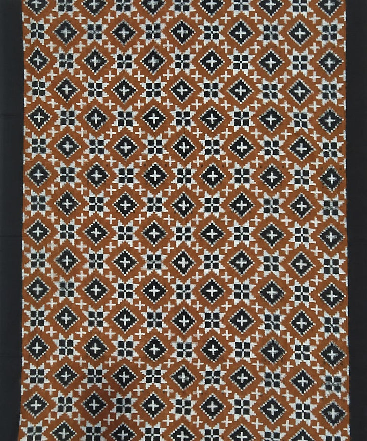 Brown black teliya inspired cotton handwoven pochampally ikat saree
