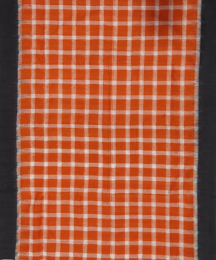 Orange black cotton handwoven pochampally ikat saree