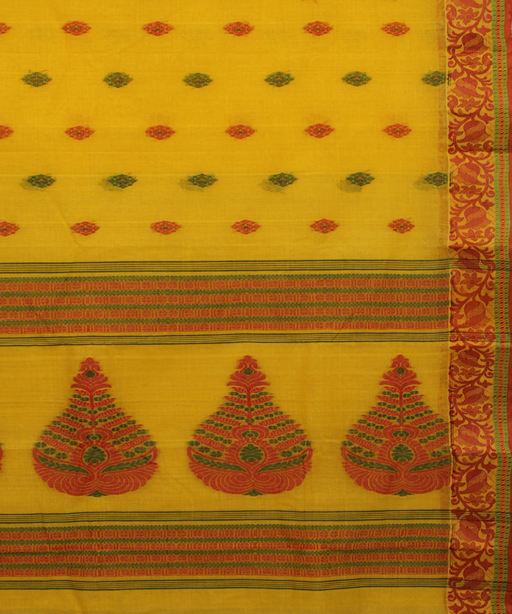Yellow handloom cotton bengal tangail saree