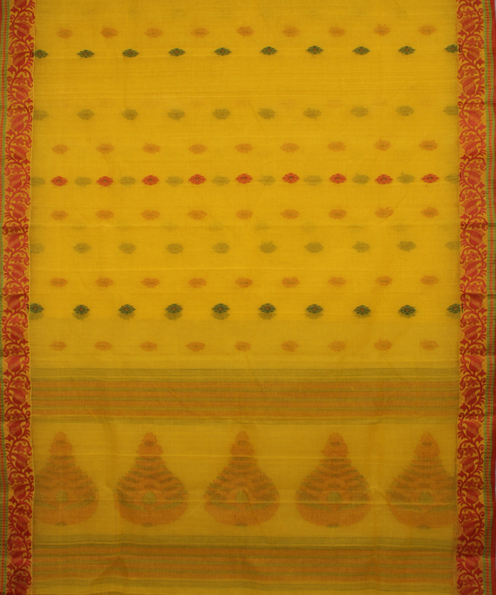 Yellow handloom cotton bengal tangail saree