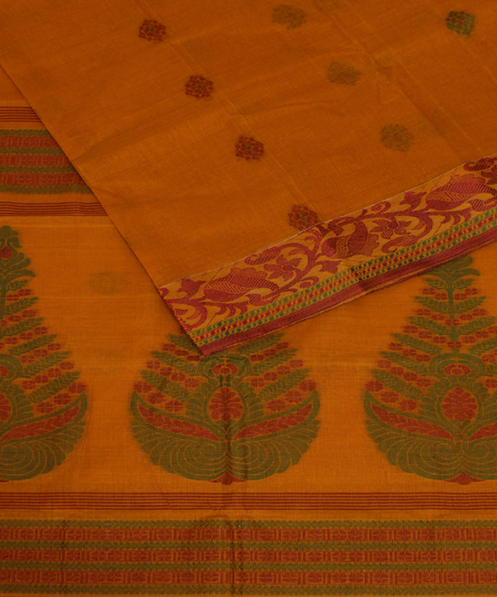 Orange handloom cotton bengal tangail saree