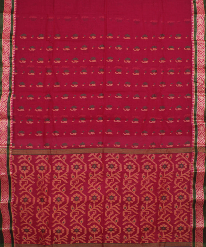 Dark pink handloom cotton bengal tangail saree