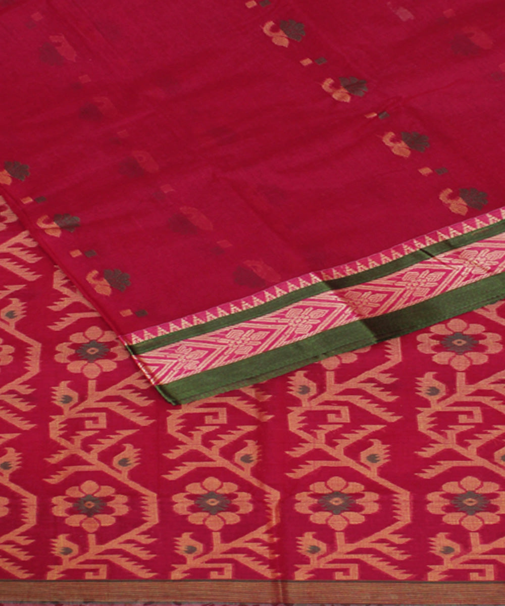 Dark pink handloom cotton bengal tangail saree