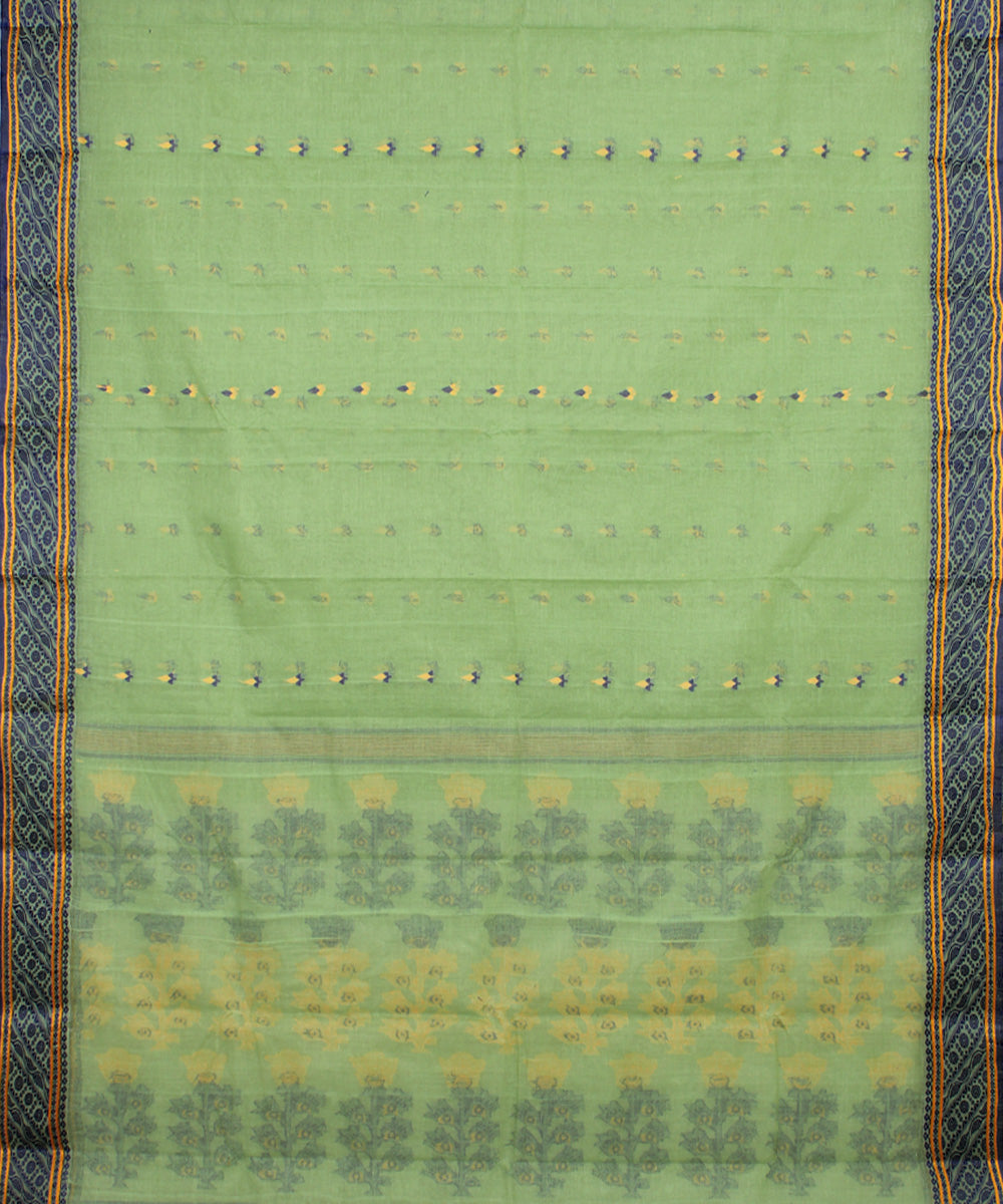 Sage green handloom cotton bengal tangail saree