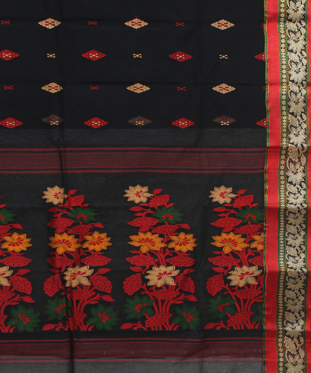 Black red handloom cotton bengal tangail saree