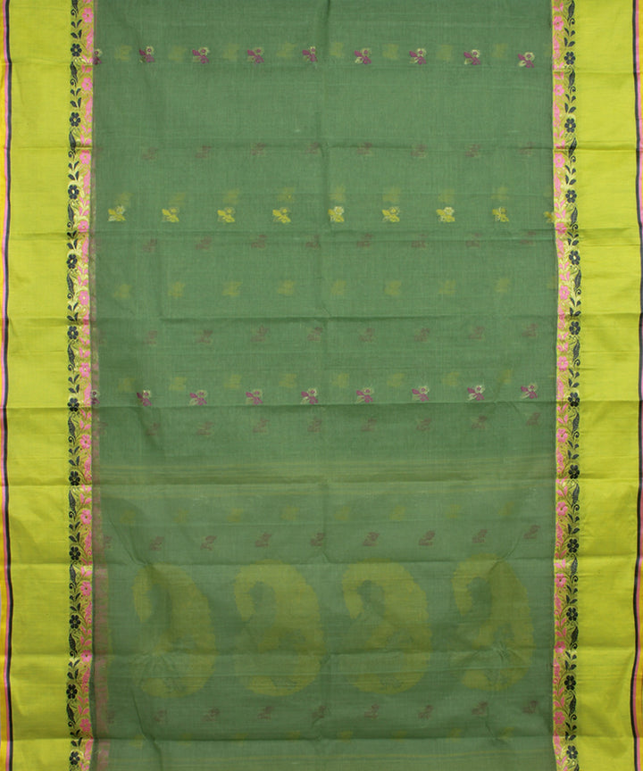 Olive green handloom cotton bengal tangail saree