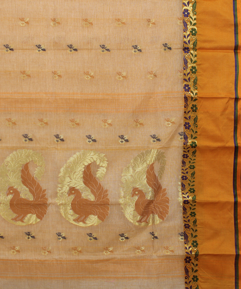 Sand brown handloom cotton bengal tangail saree