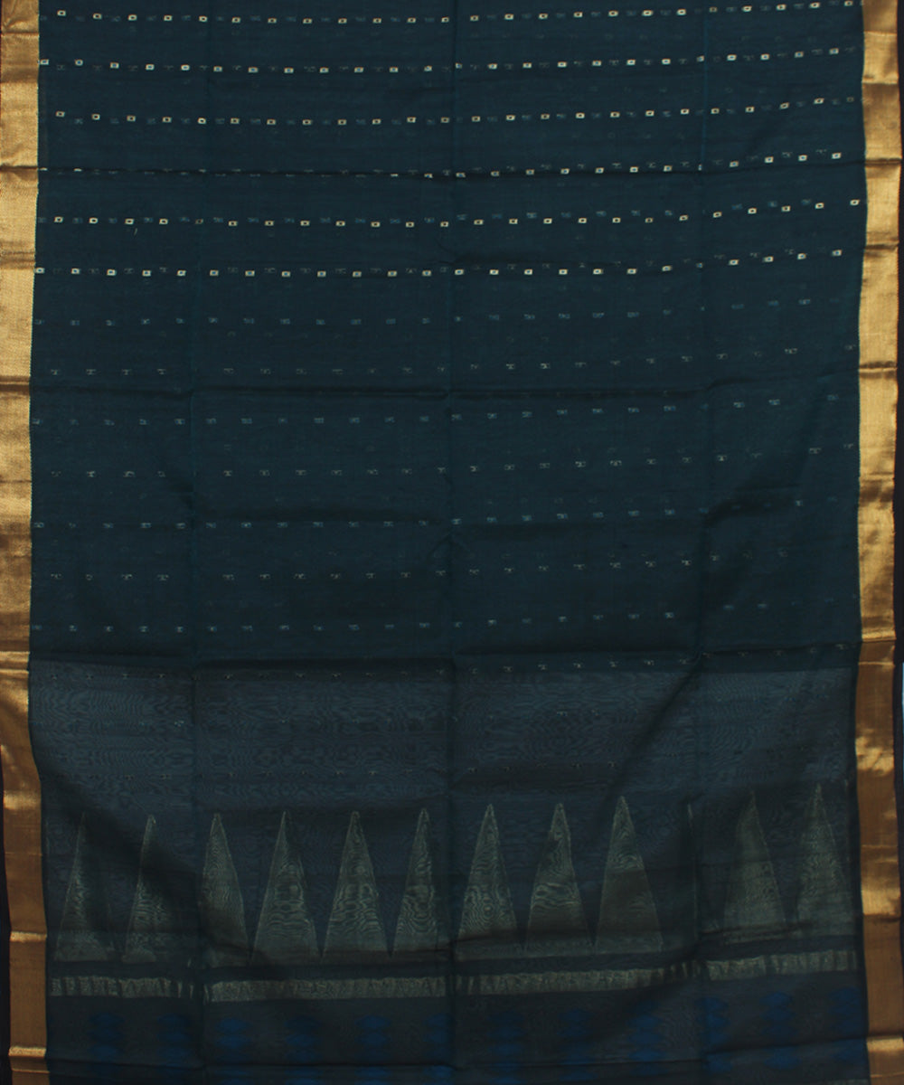 Dark green cotton handloom bengal saree