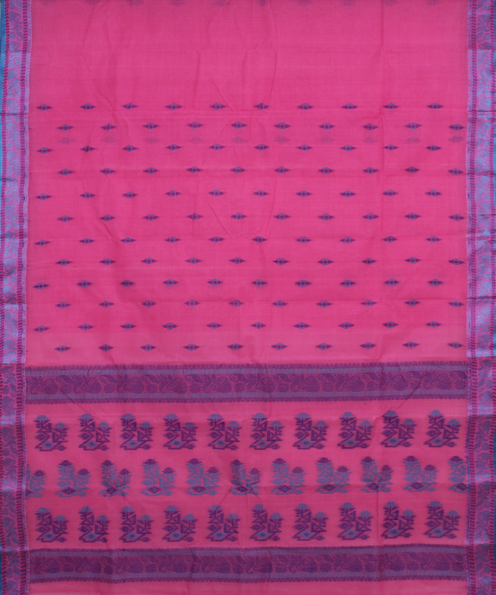 Magenta pink handloom cotton bengal tangail saree