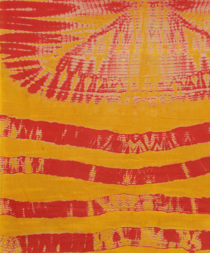 Red yellow tie dyed cotton bandhani saree