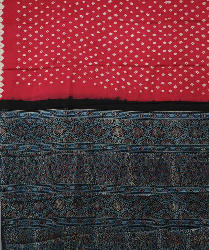 Pink blue tie dyed silk bandhani saree