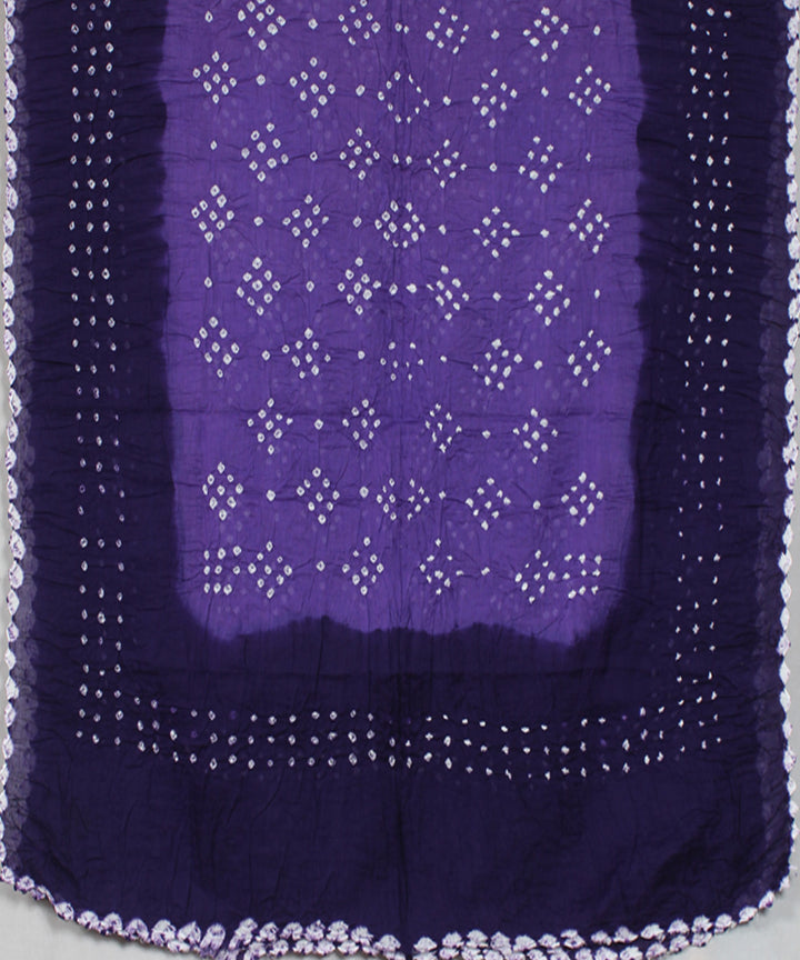 3pc Light and dark lavendar cotton hand printed bandhani suit set