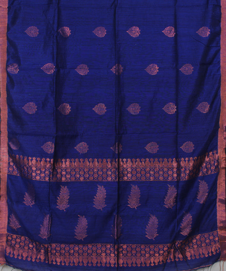 Navy Blue Copper bengal handloom Silk Saree