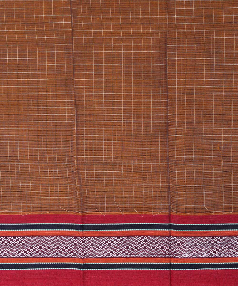 Brown hand loom cotton narayanpet saree