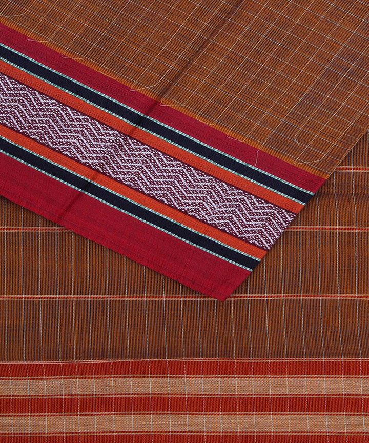 Brown hand loom cotton narayanpet saree