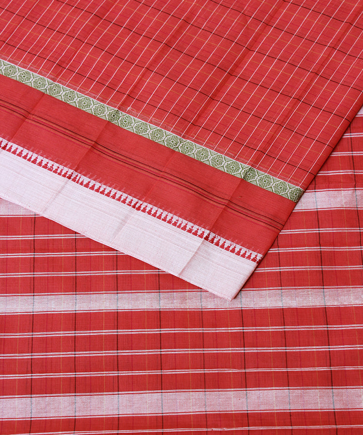 Pink Red handloom narayanpet cotton sari