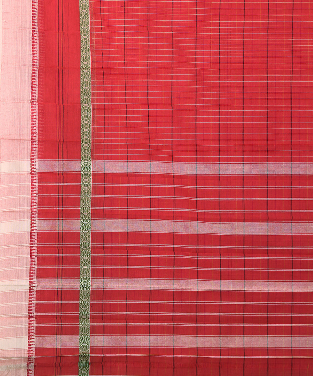 Pink Red handloom narayanpet cotton sari