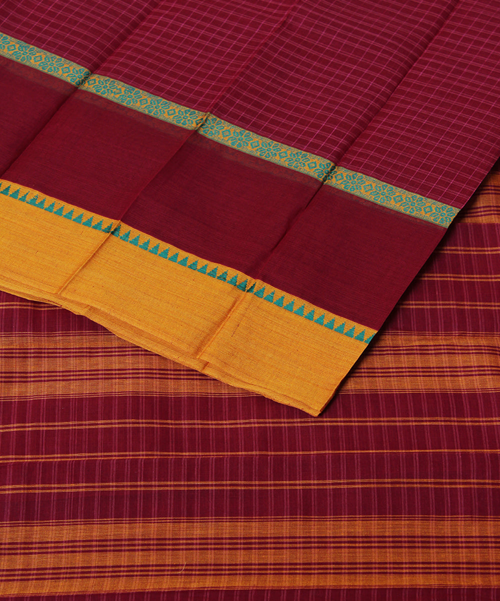 Red handwoven narayanpet cotton sari