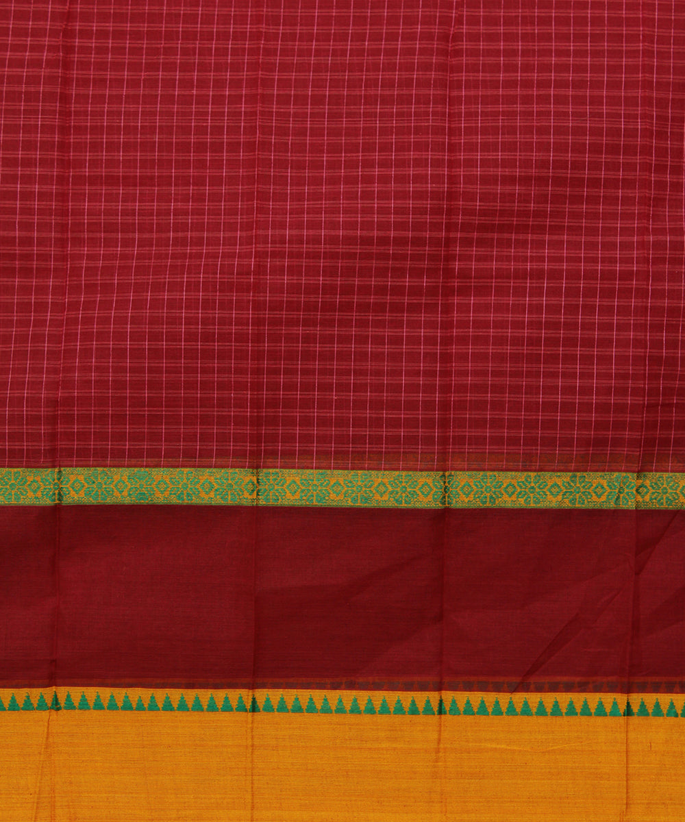 Red handwoven narayanpet cotton sari