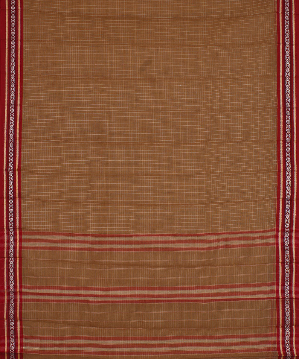 Brown hand woven cotton narayanpet saree