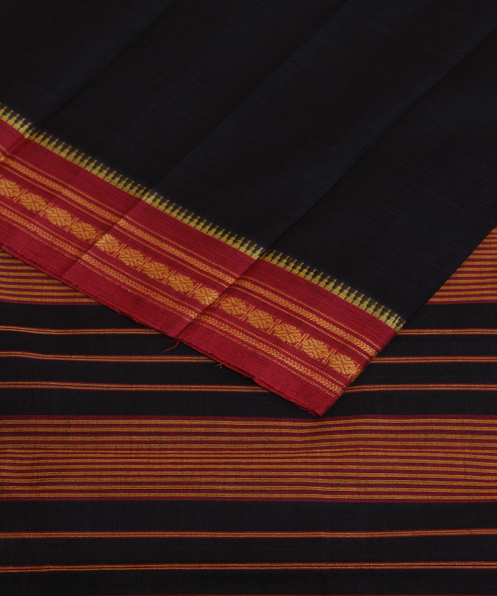 Black handloom narayanpet cotton sari