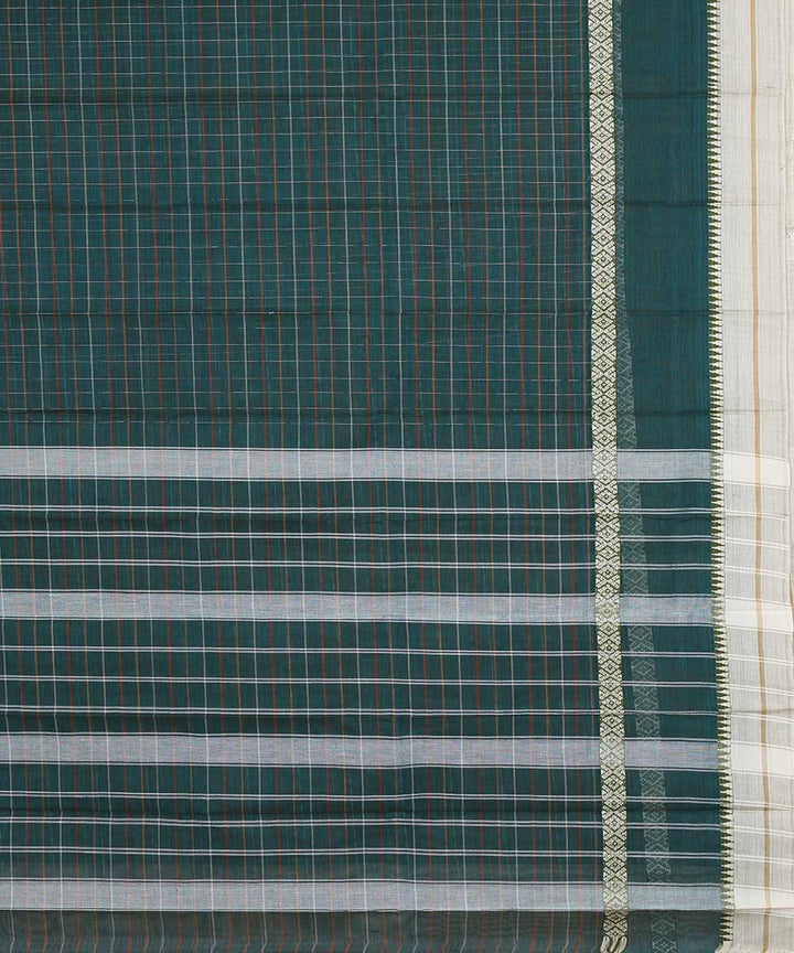 Dark green hand woven cotton narayanpet saree