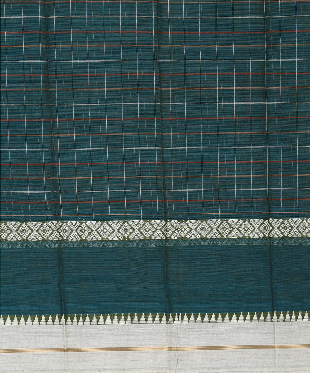 Dark green hand woven cotton narayanpet saree