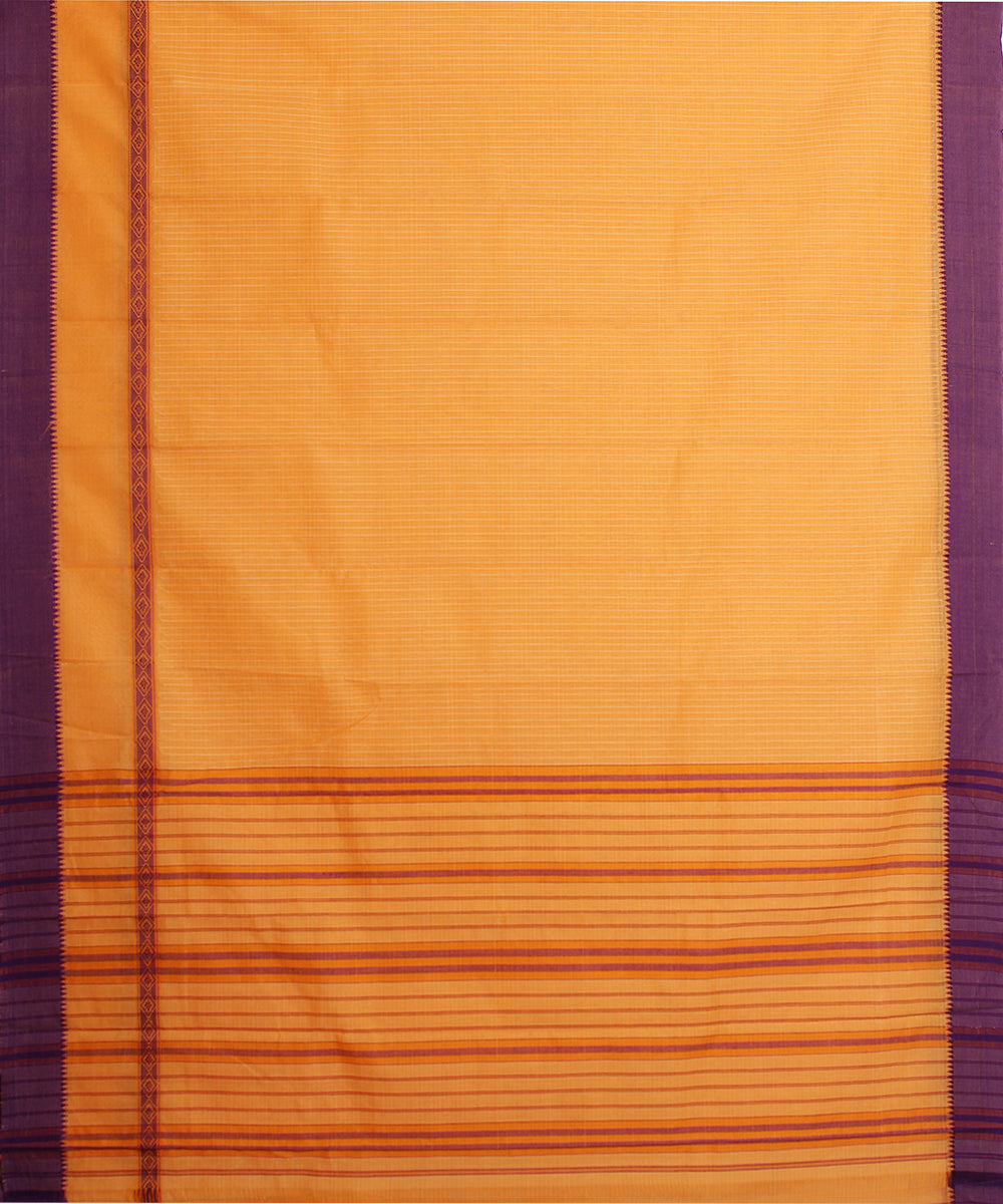 Yellow hand loom narayanpet cotton sari