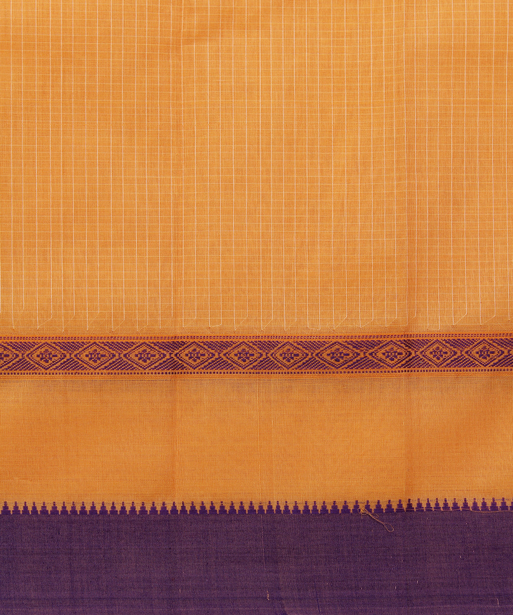 Yellow hand loom narayanpet cotton sari