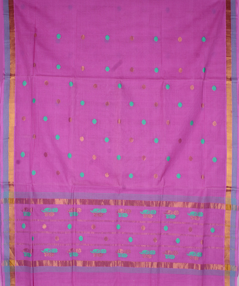 Hand woven cotton light purple venkatagiri saree