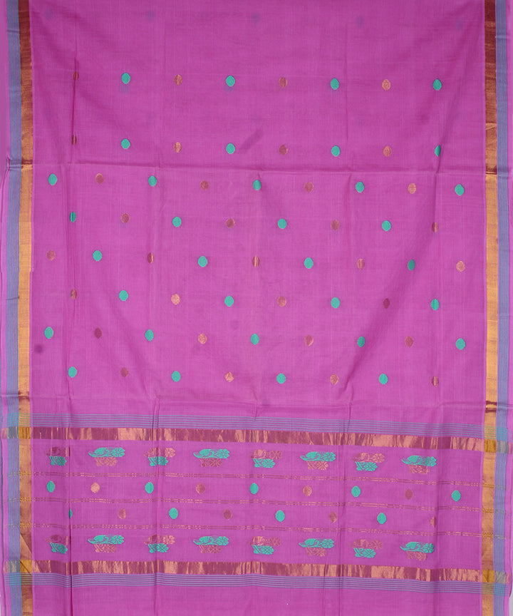 Hand woven cotton light purple venkatagiri saree