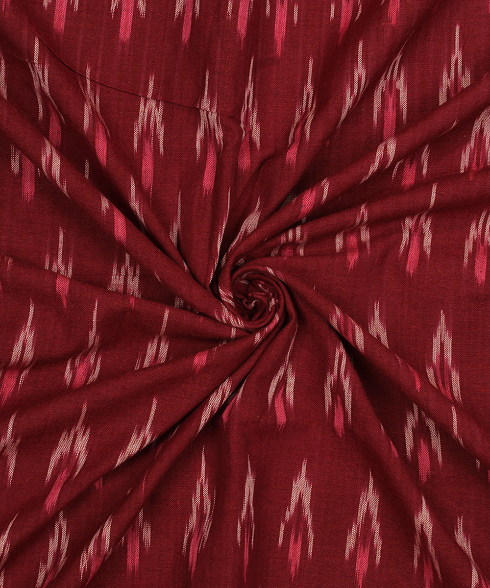 Maroon hand woven cotton pochampally ikat fabric