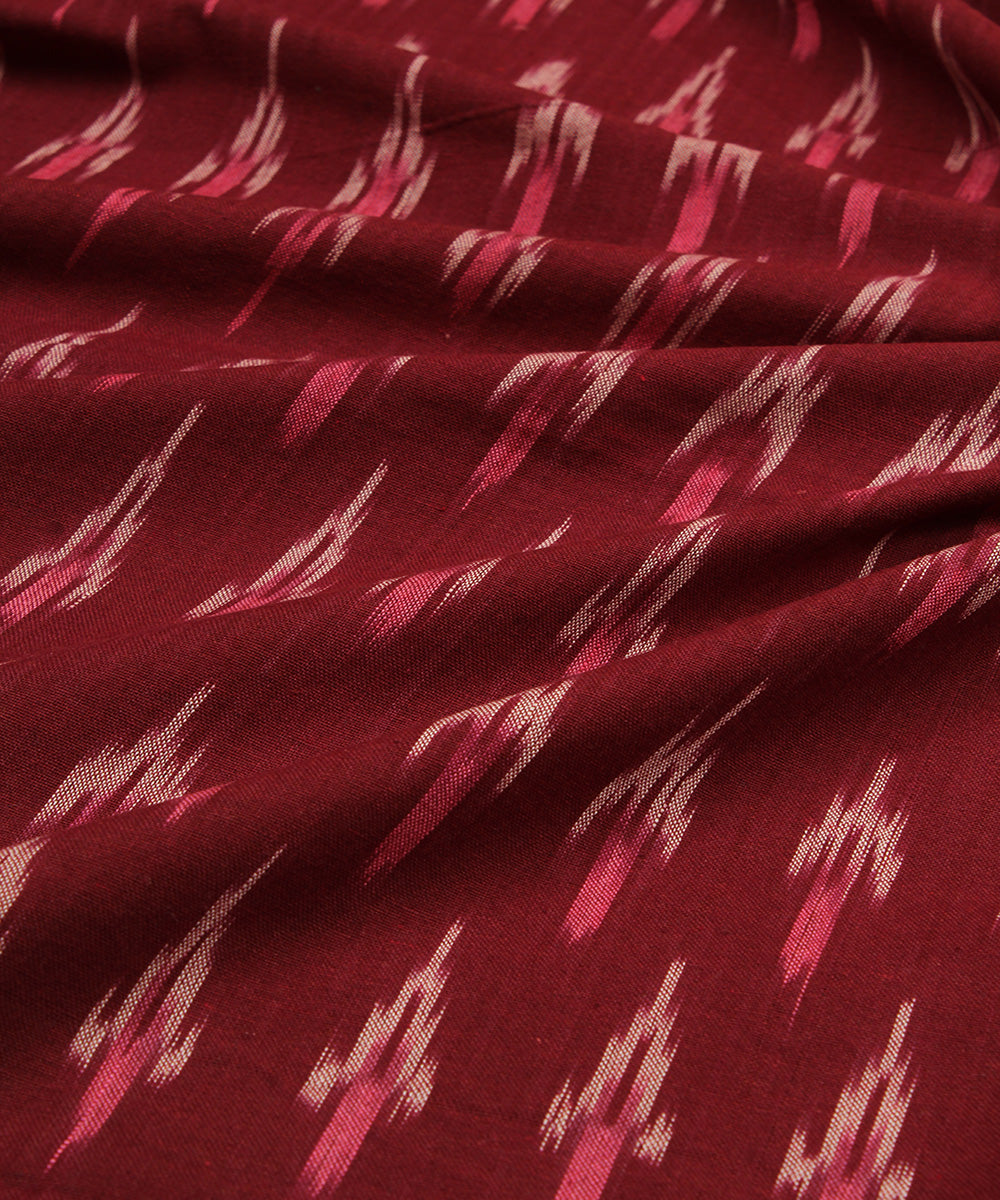 Maroon hand woven cotton pochampally ikat fabric