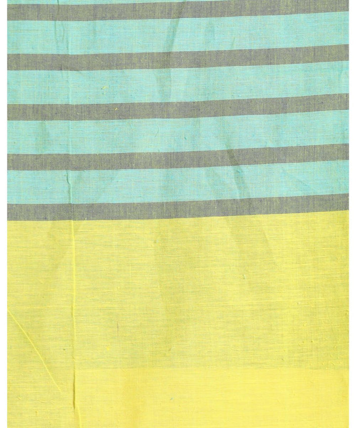 Yellow blue handwoven bengal cotton saree